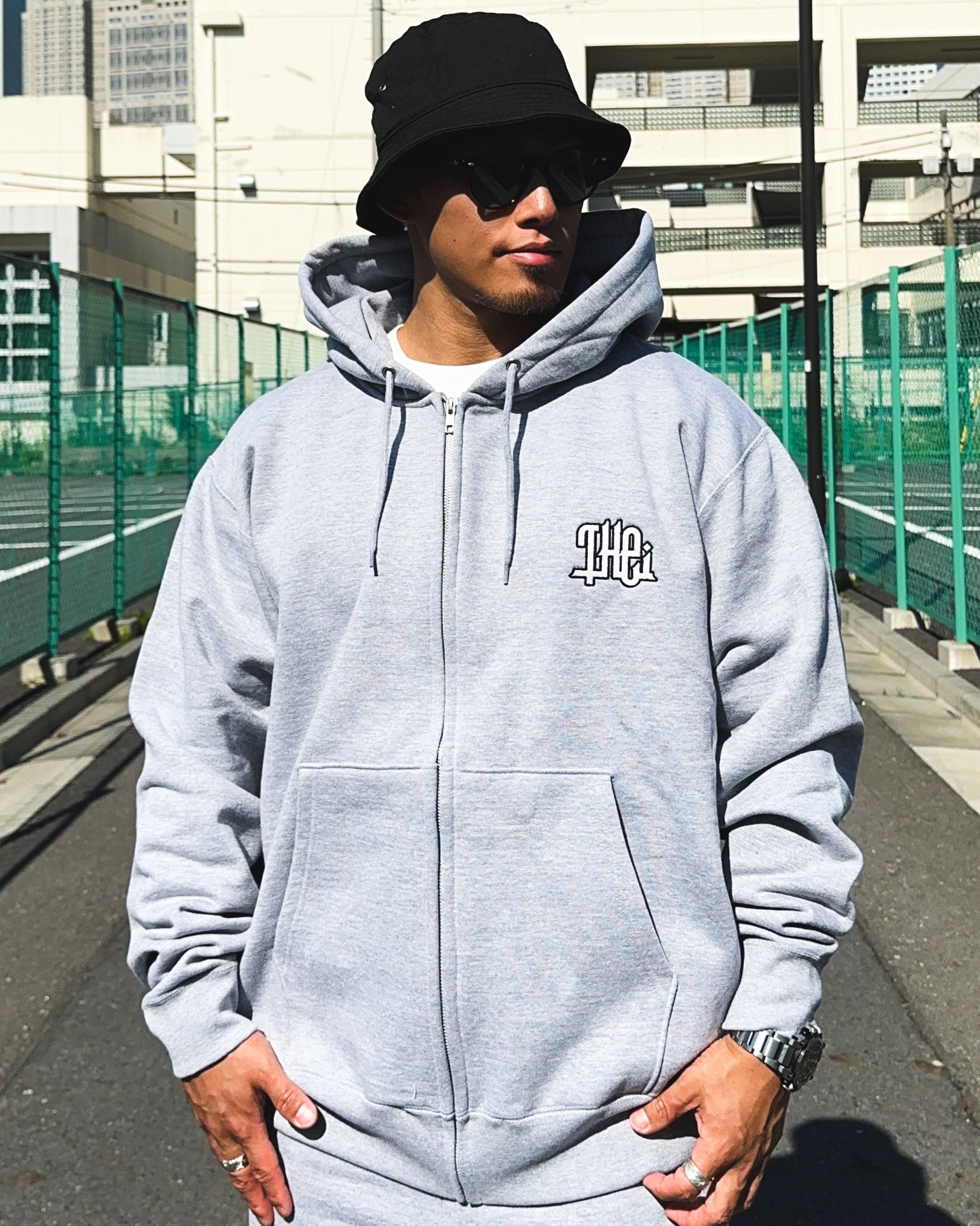 Arabic-Type2 HW Sweat Zip Hoodie & Pants Setup - Gray