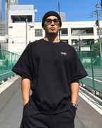 Basic One Point Relax Sweat Tee & Shorts Setup - Black
