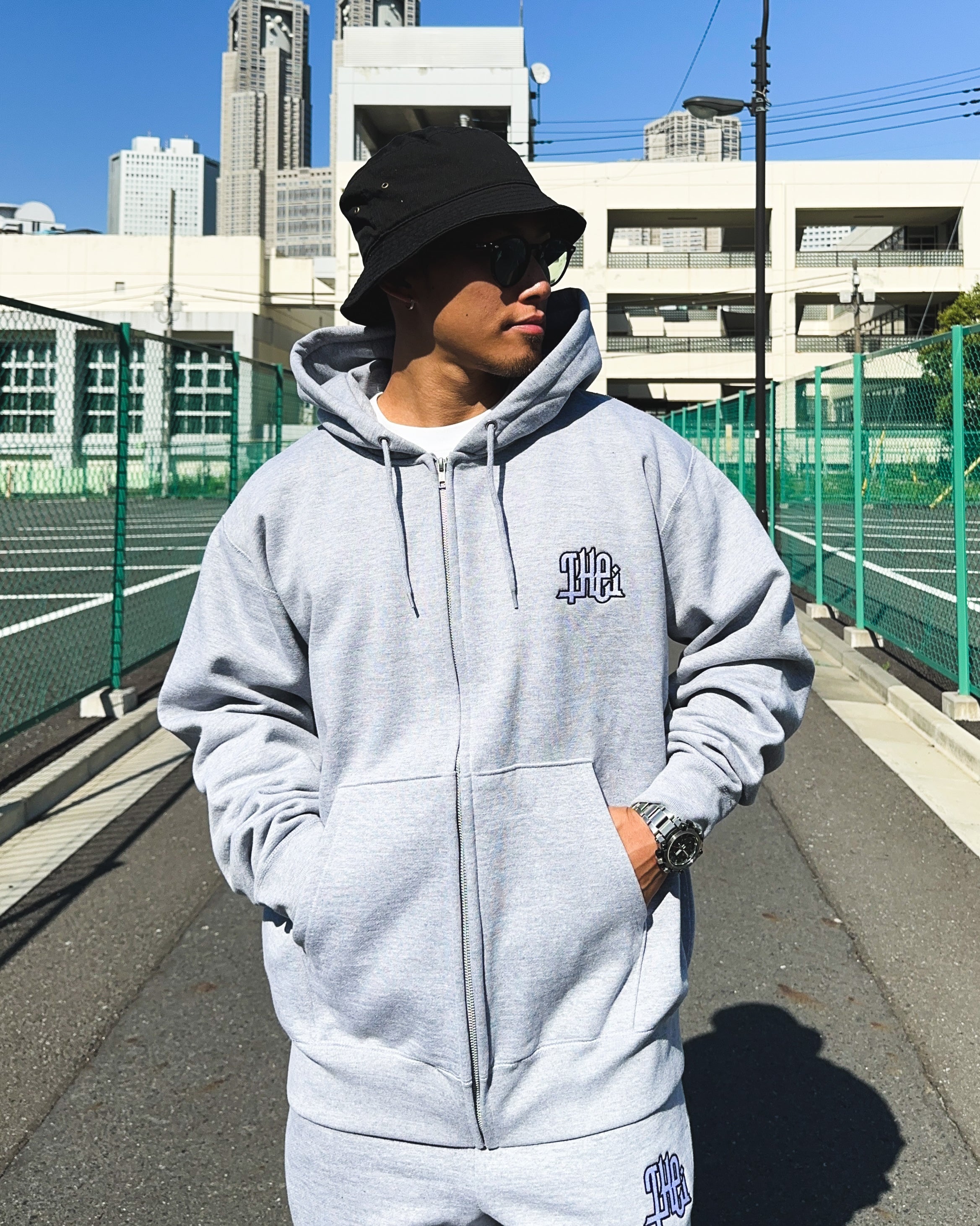 Arabic-Type2 HW Sweat Zip Hoodie - Gray