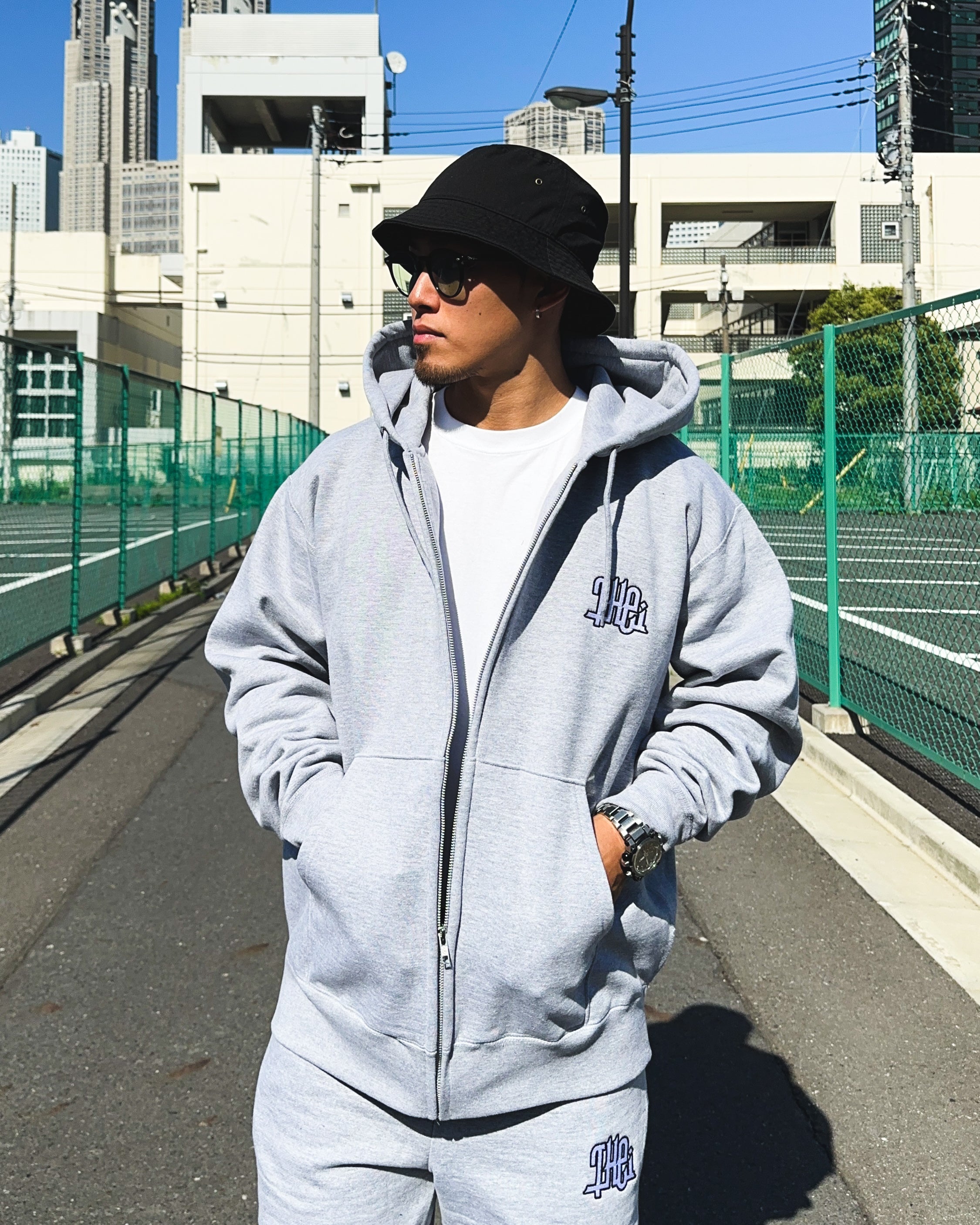 Arabic-Type2 HW Sweat Zip Hoodie & Pants Setup - Gray