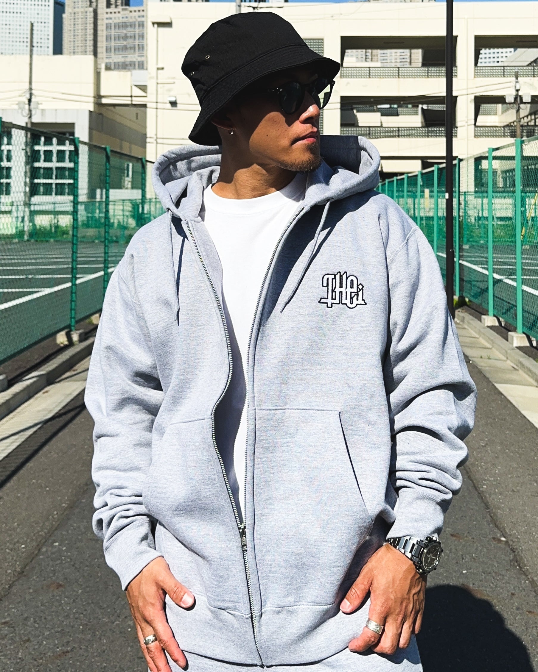 Arabic-Type2 HW Sweat Zip Hoodie - Gray