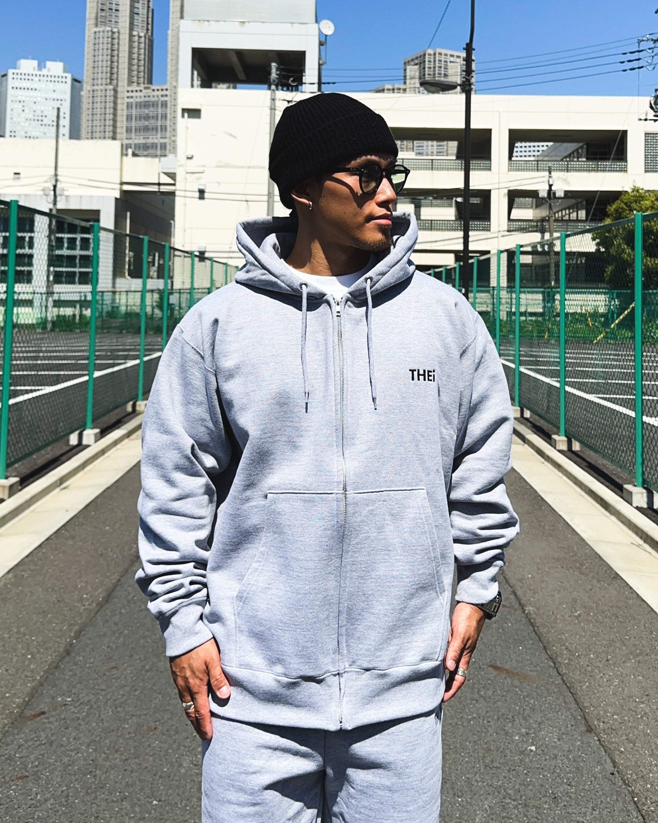 Basic One Point HW Sweat Zip Hoodie - Gray