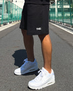 Basic One Point Relax Sweat Tee & Shorts Setup - Black