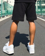 Basic One Point Relax Sweat Tee & Shorts Setup - Black