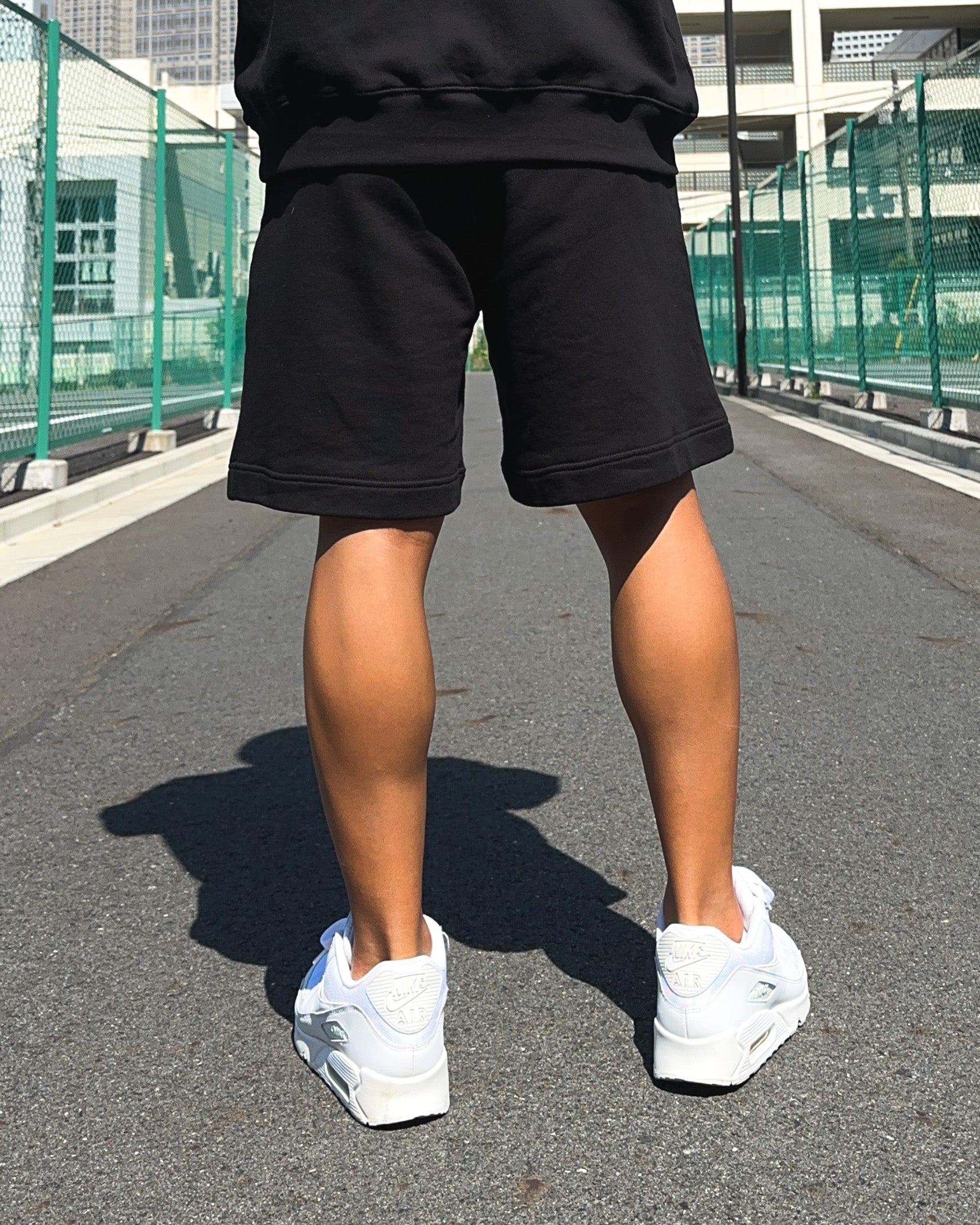 Basic One Point Relax Sweat Shorts - Black
