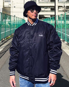 Basic One Point Nylon Stadium JKT - Navy / White