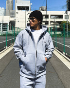 Basic One Point HW Sweat Zip Hoodie - Gray
