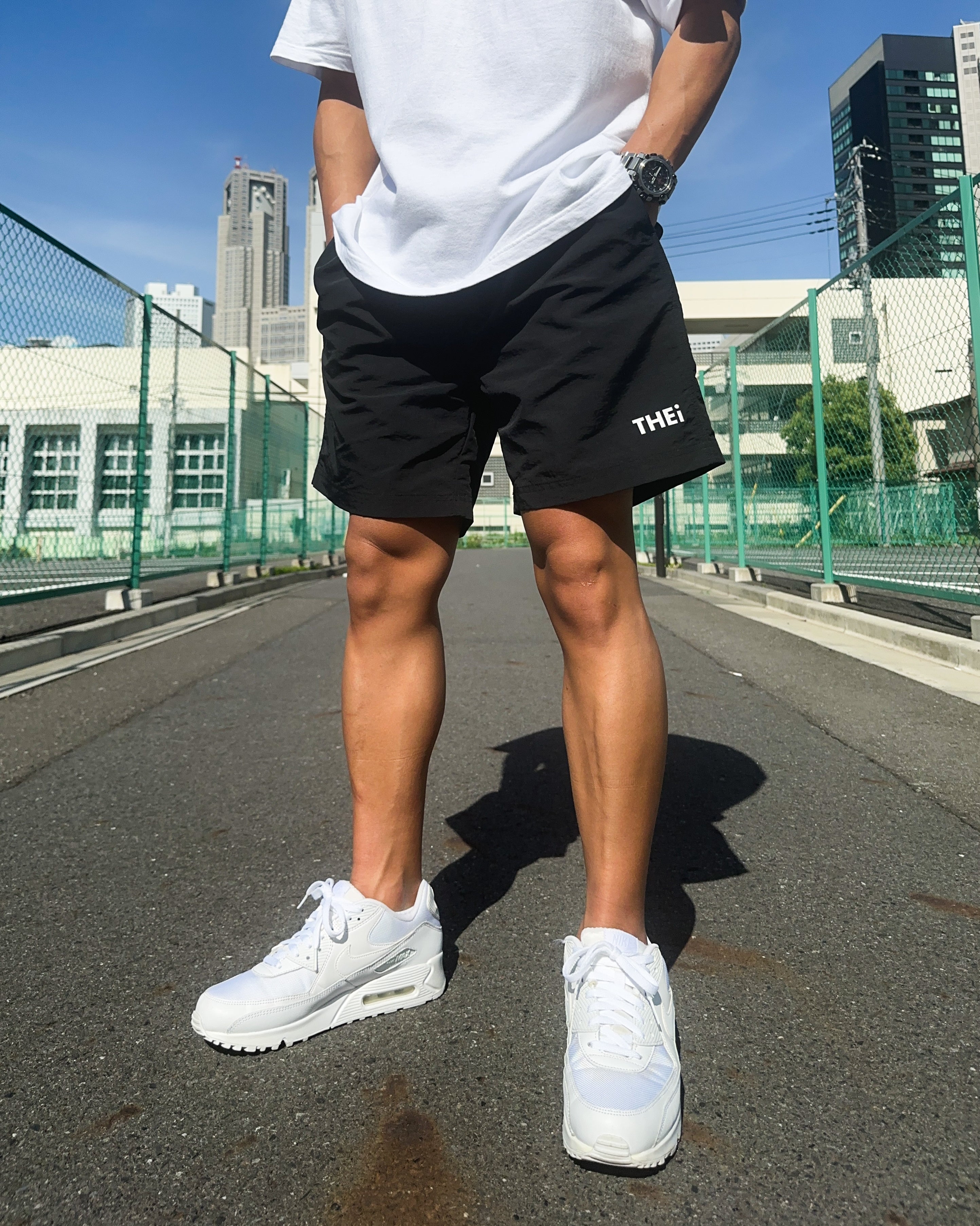Basic One Point Nylon Easy Shorts - Black