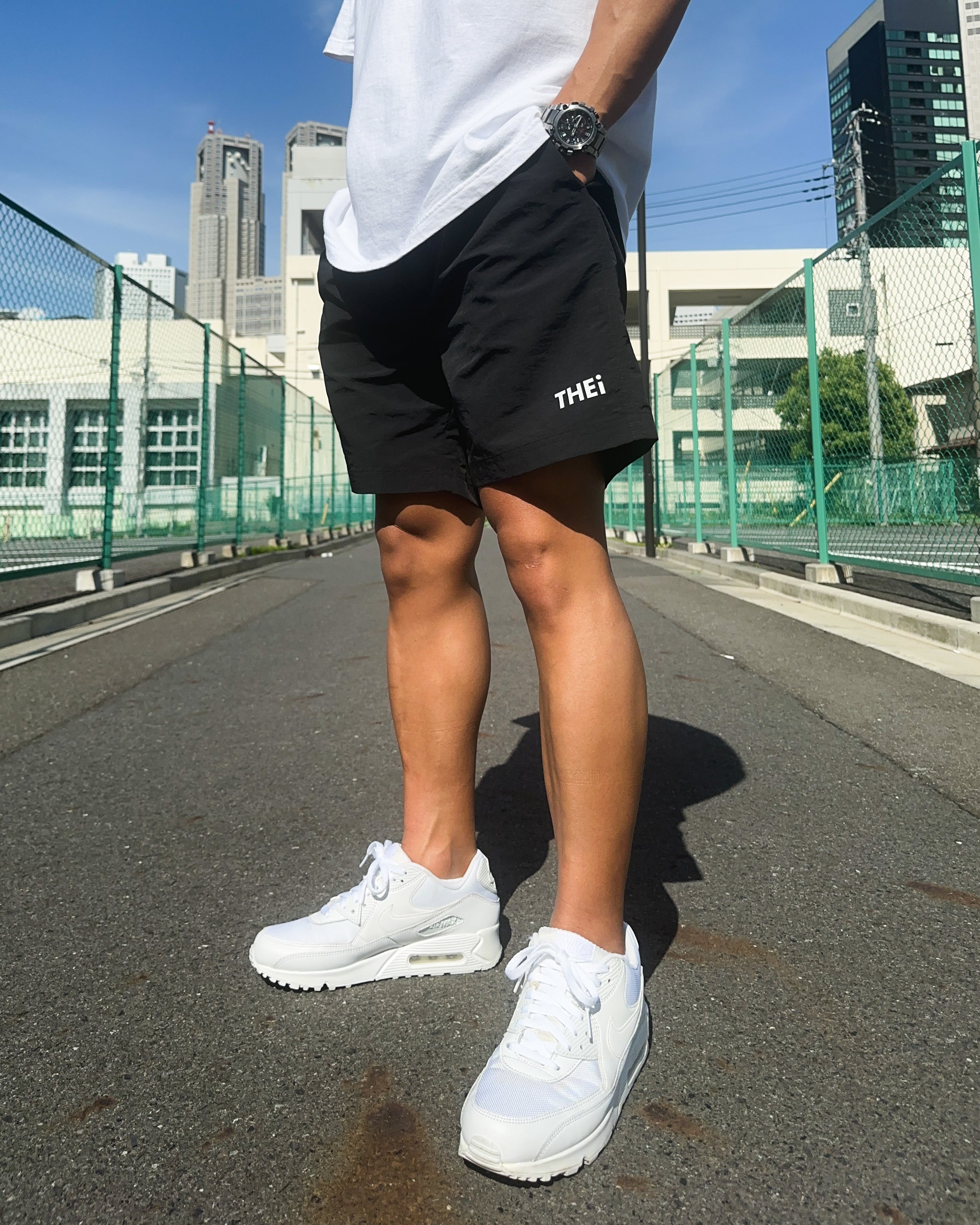 Basic One Point Nylon Easy Shorts - Black