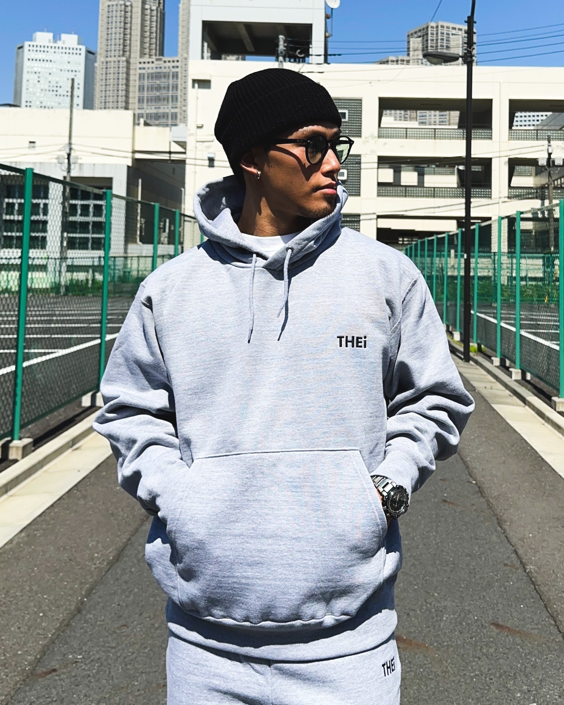 Basic One Point HW Sweat Hoodie - Gray
