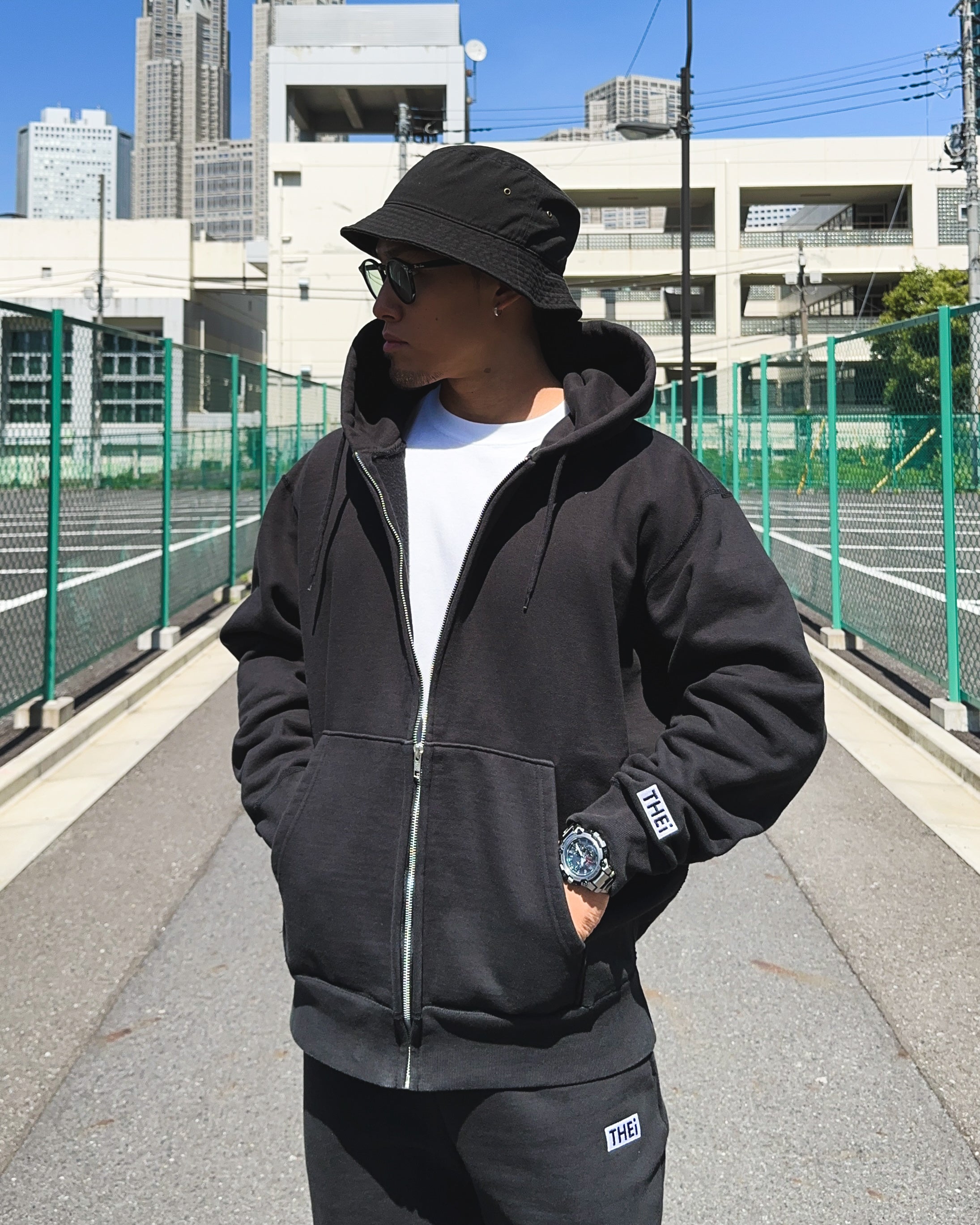 Box One Point HW Sweat Zip Hoodie & Pants Setup - Black