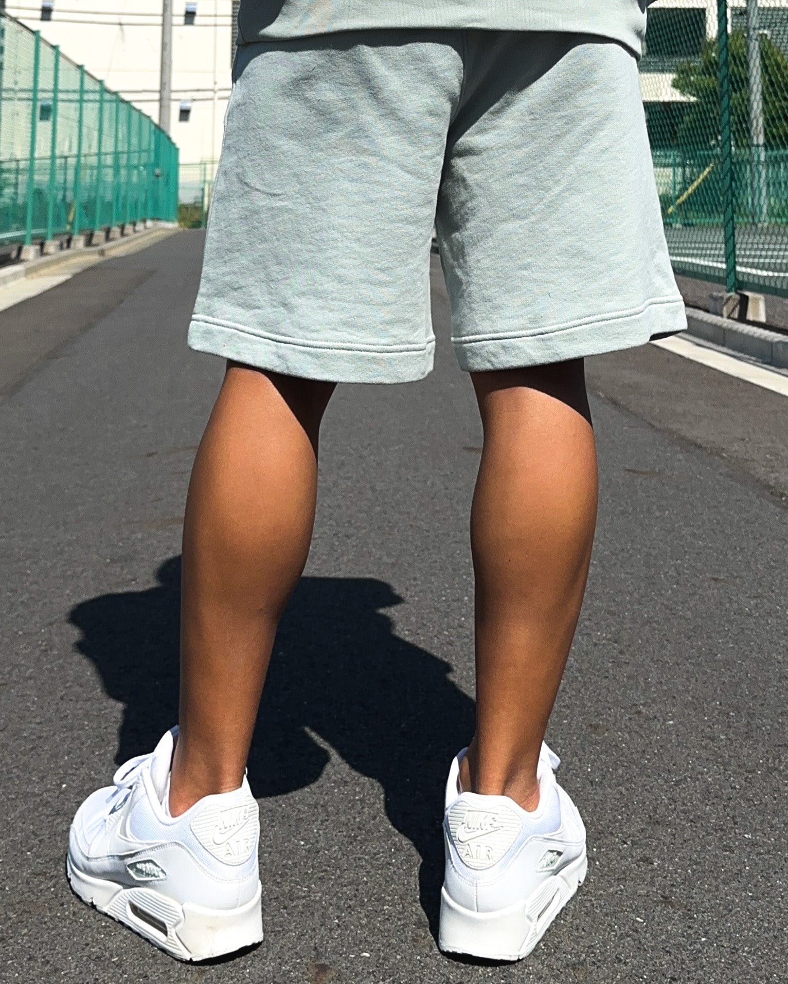 Basic One Point Relax Sweat Tee & Shorts Setup - Acid Green
