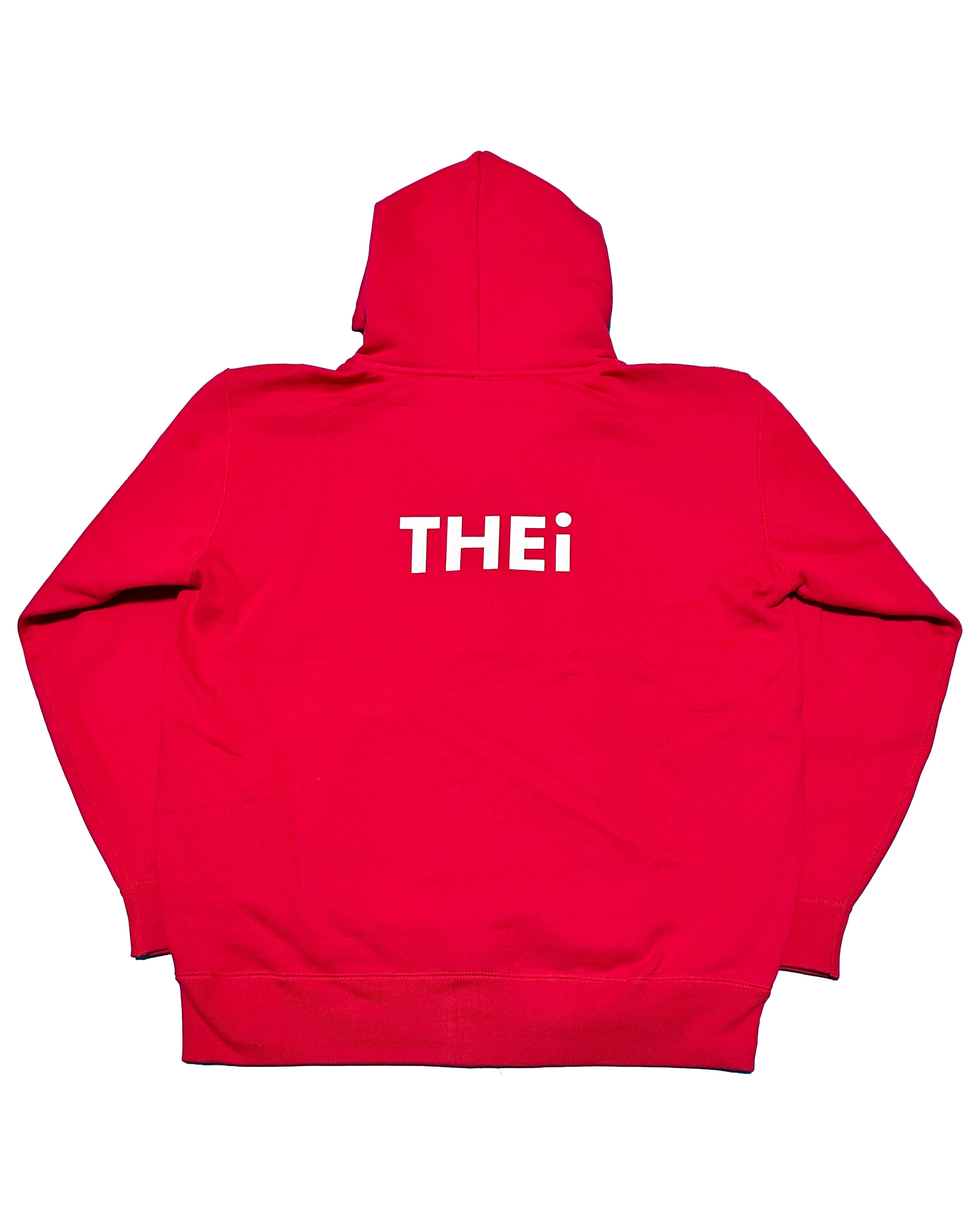 Basic Back Print HW Sweat Zip Hoodie - Red
