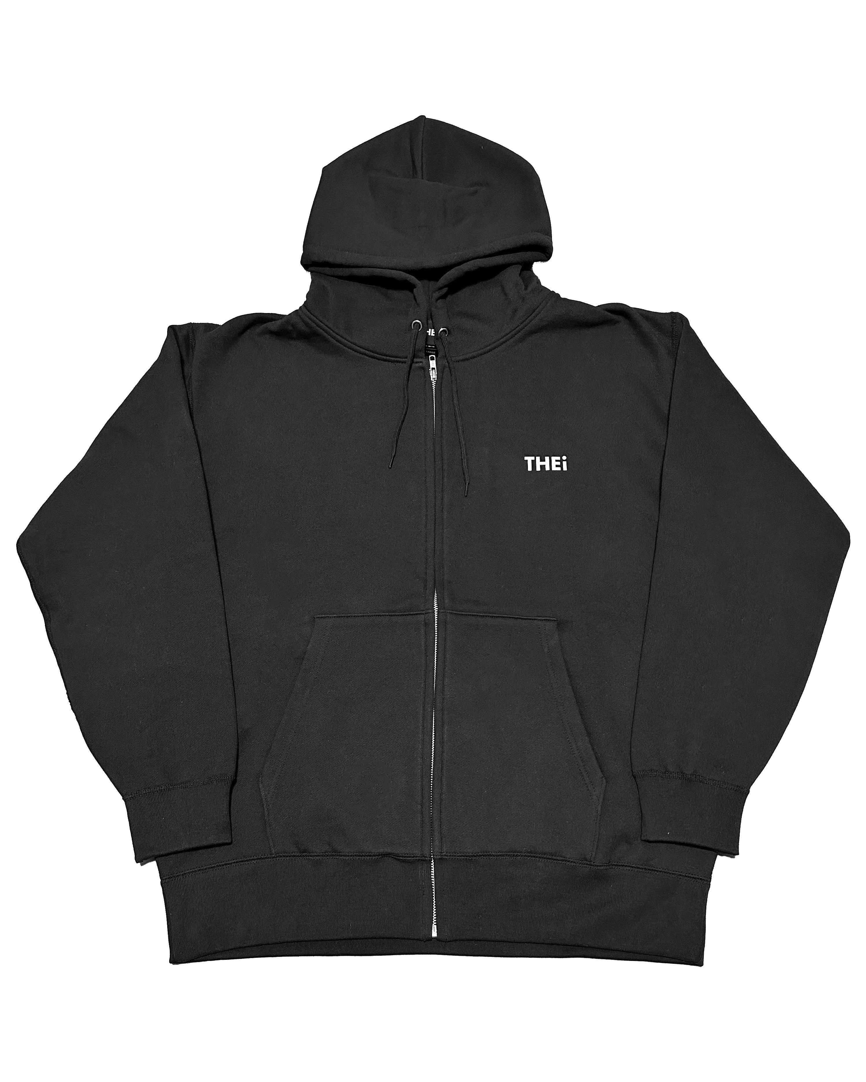 Basic Back Print HW Sweat Zip Hoodie - Black