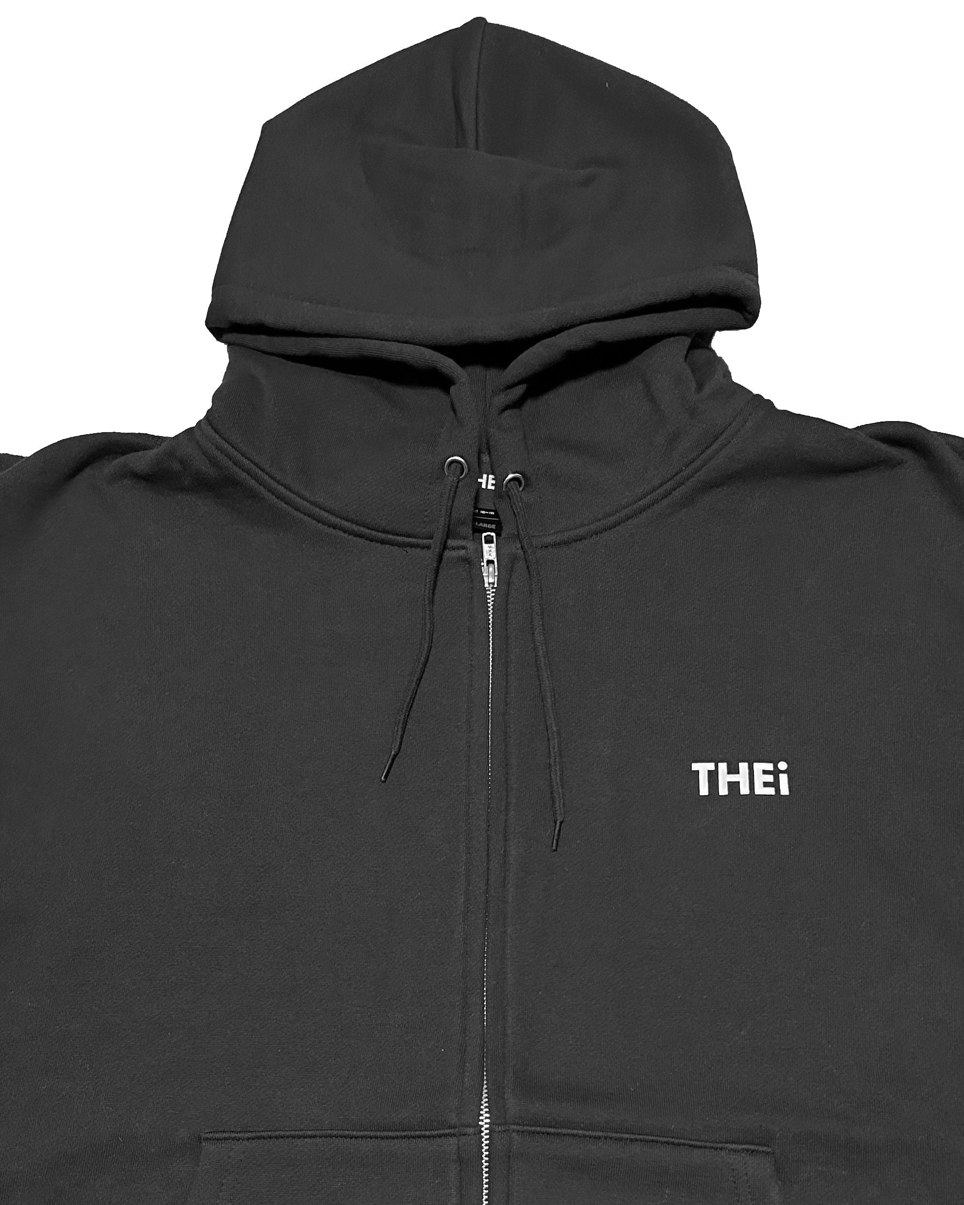Basic Back Print HW Sweat Zip Hoodie - Black
