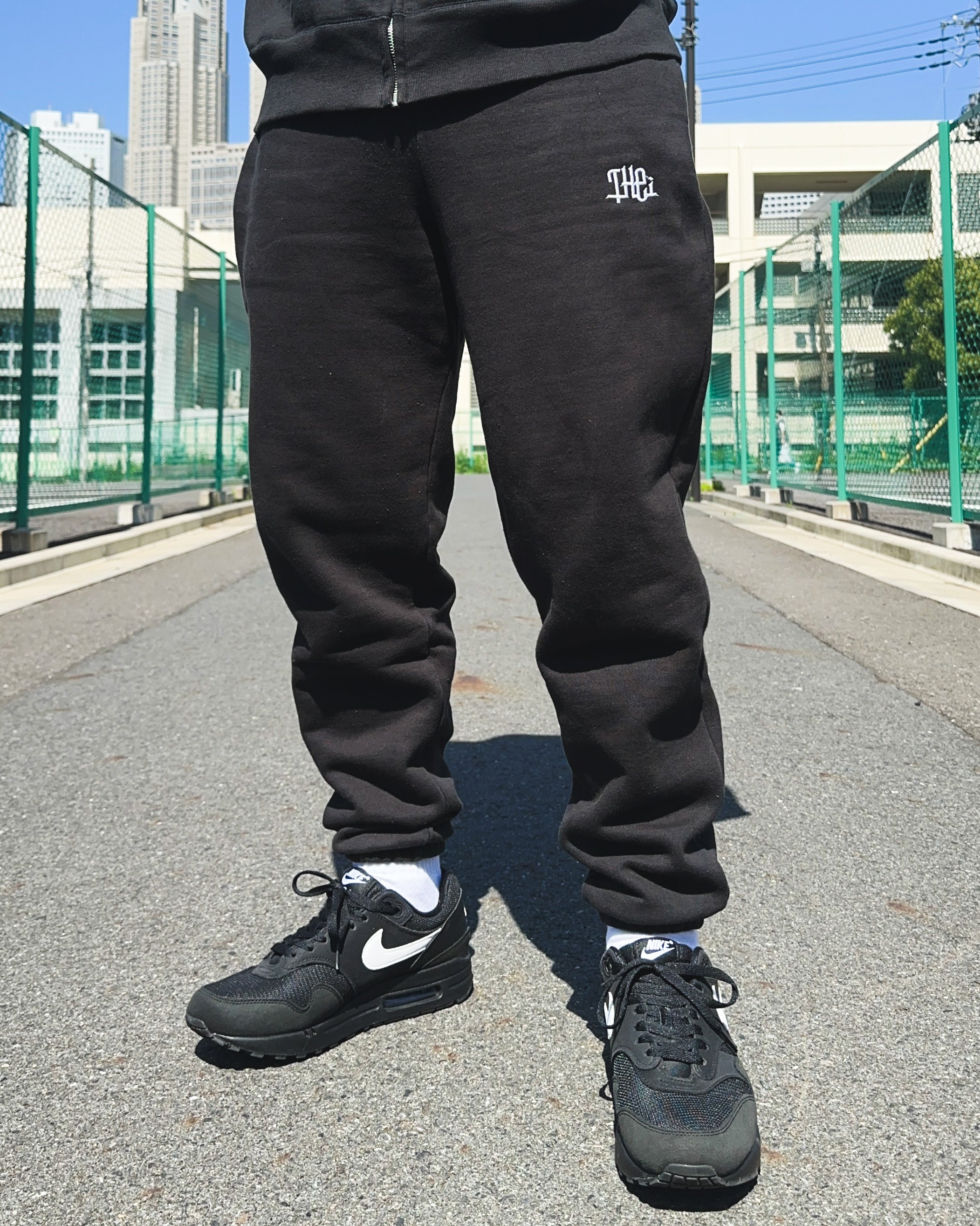 Arabic One Point HW Sweat Zip Hoodie & Pants Setup - Black