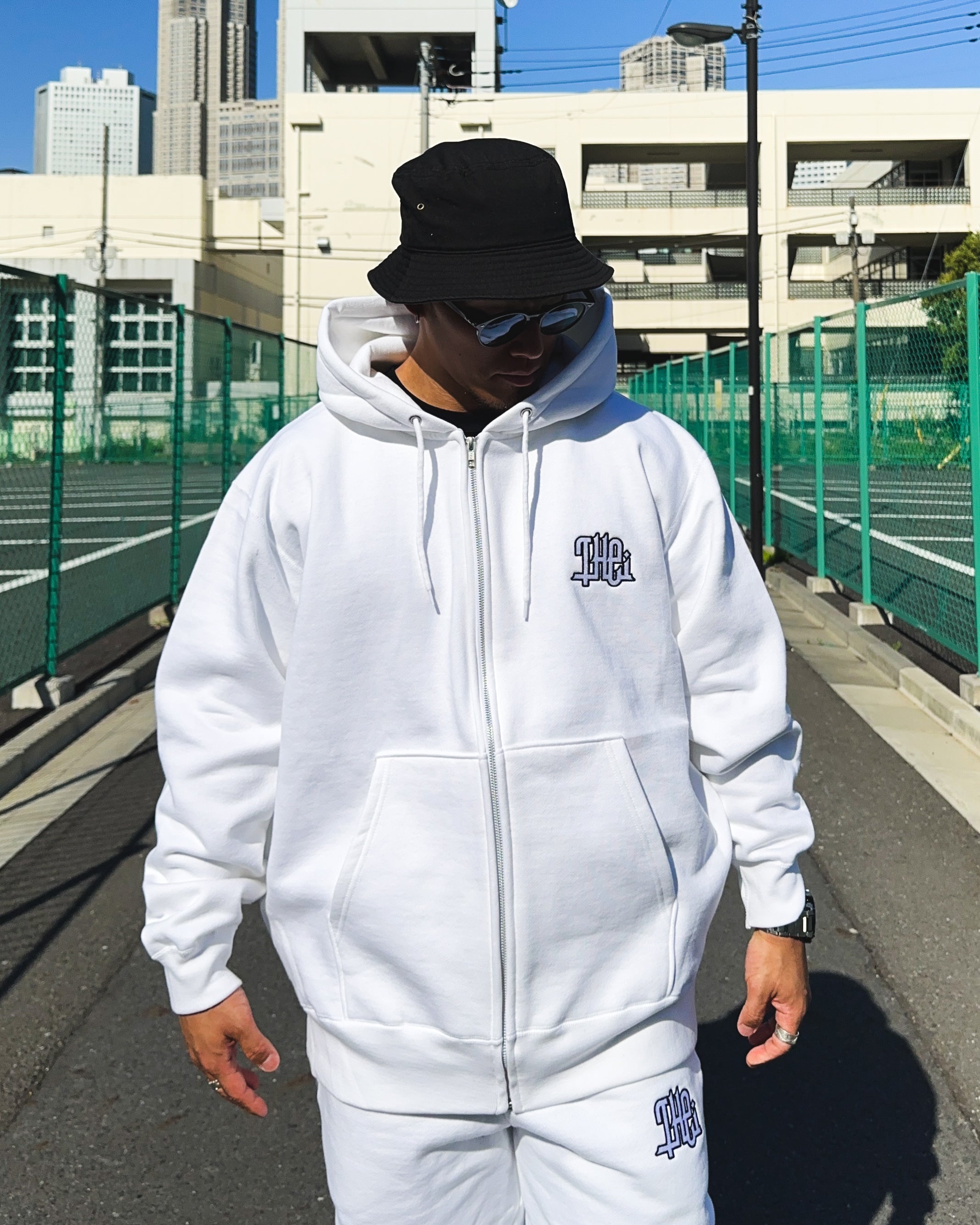 Arabic-Type2 HW Sweat Zip Hoodie & Pants Setup - White