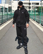 Arabic One Point HW Sweat Zip Hoodie & Pants Setup - Black