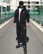 Arabic One Point HW Sweat Zip Hoodie & Pants Setup - Black