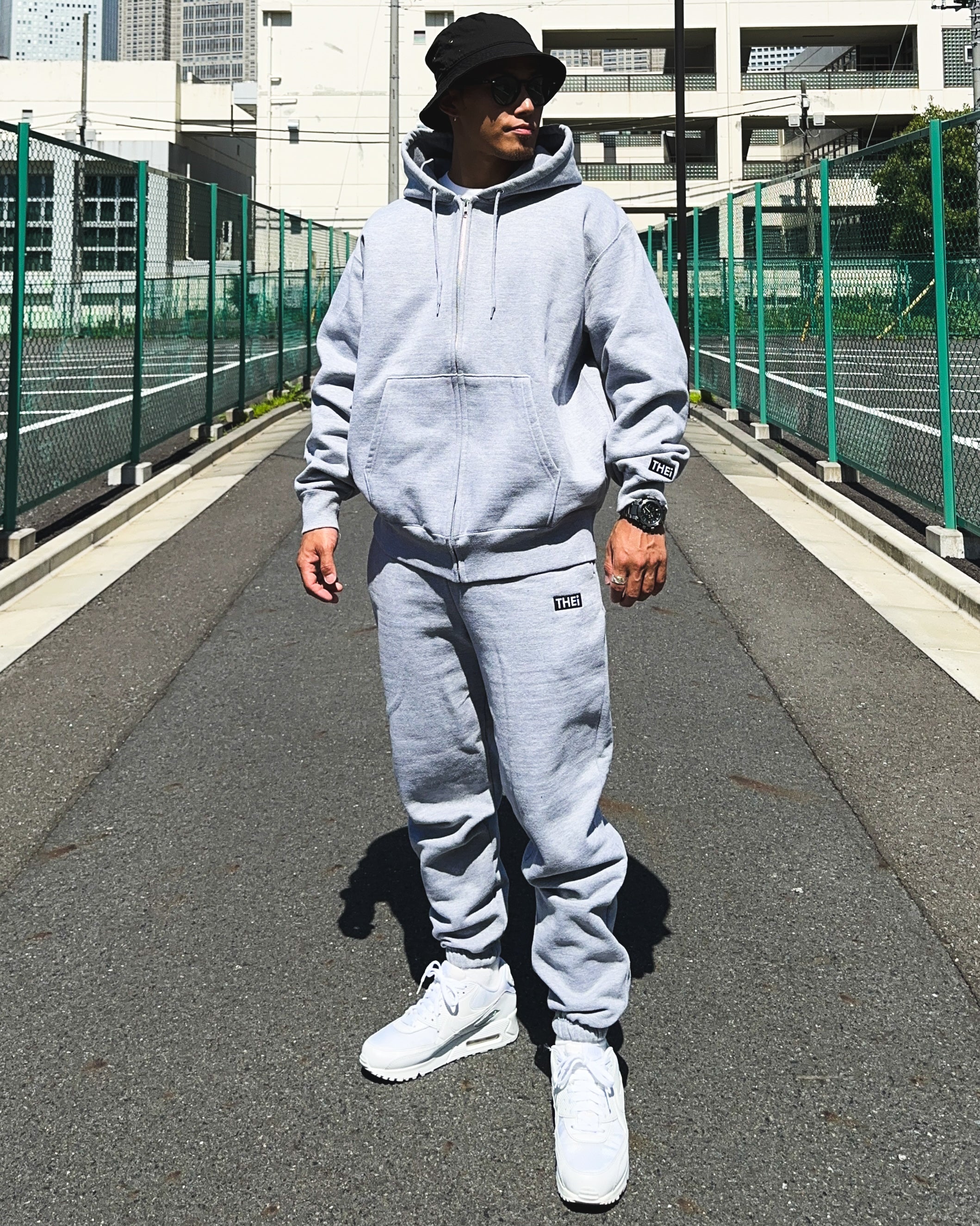 Box One Point HW Sweat Zip Hoodie & Pants Setup - Gray