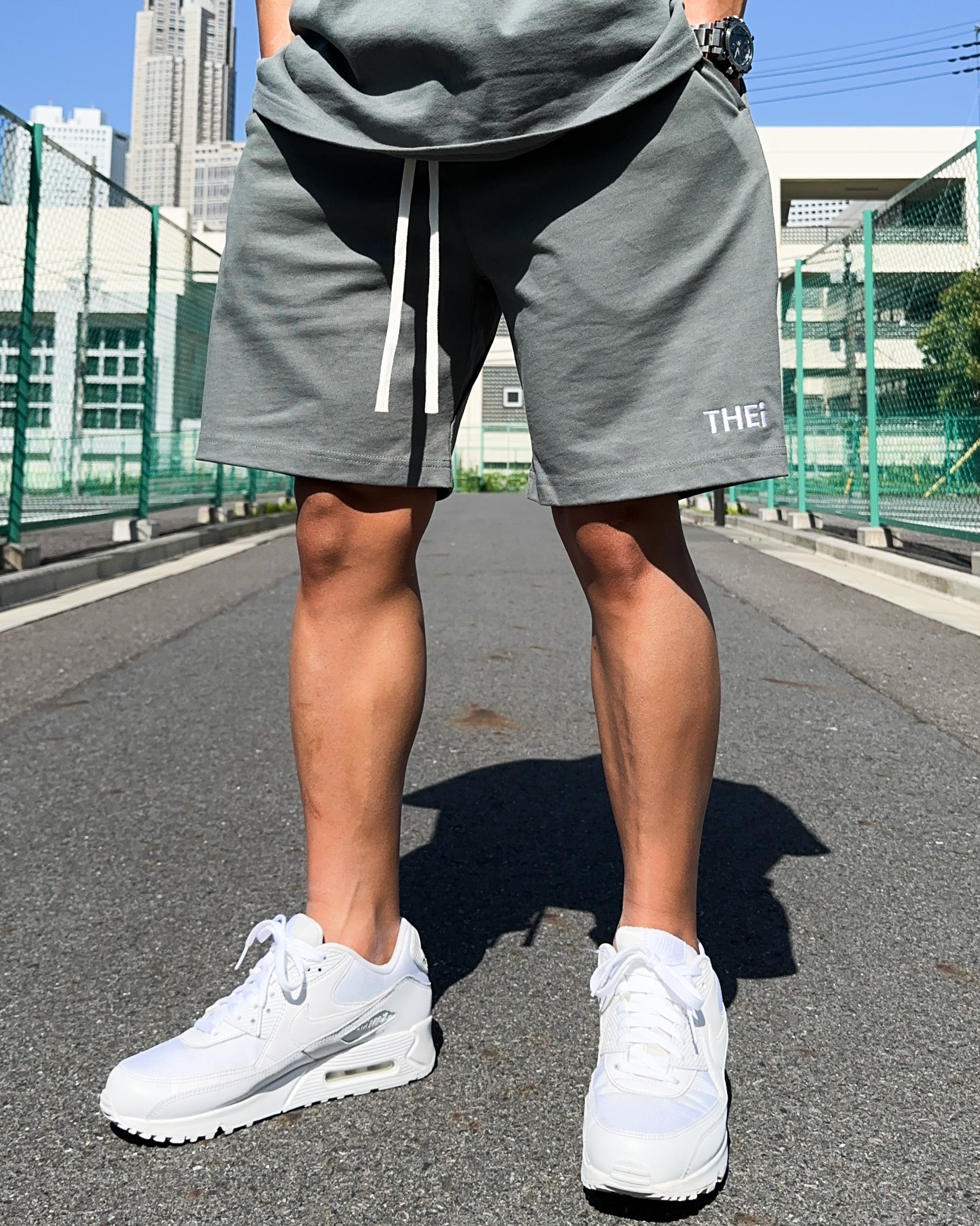 Basic One Point HW Tee & Shorts Setup - Stone Green