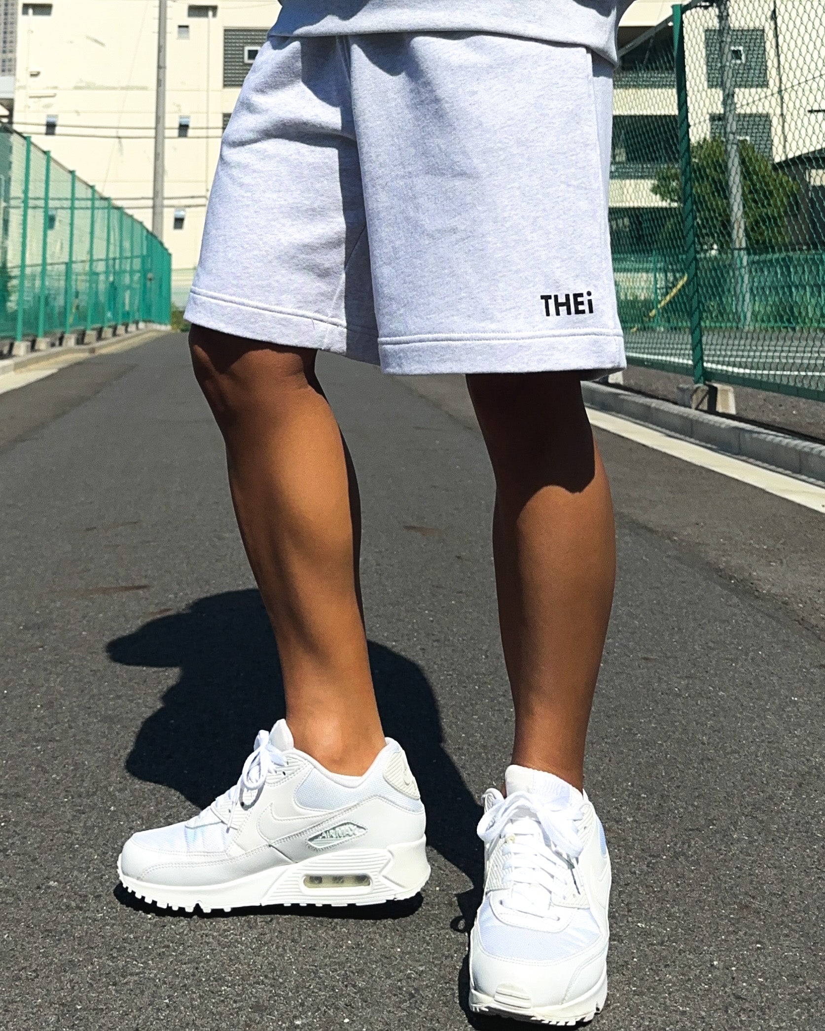 Basic One Point Relax Sweat Tee & Shorts Setup - Gray