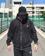 Arabic One Point HW Sweat Zip Hoodie & Pants Setup - Black