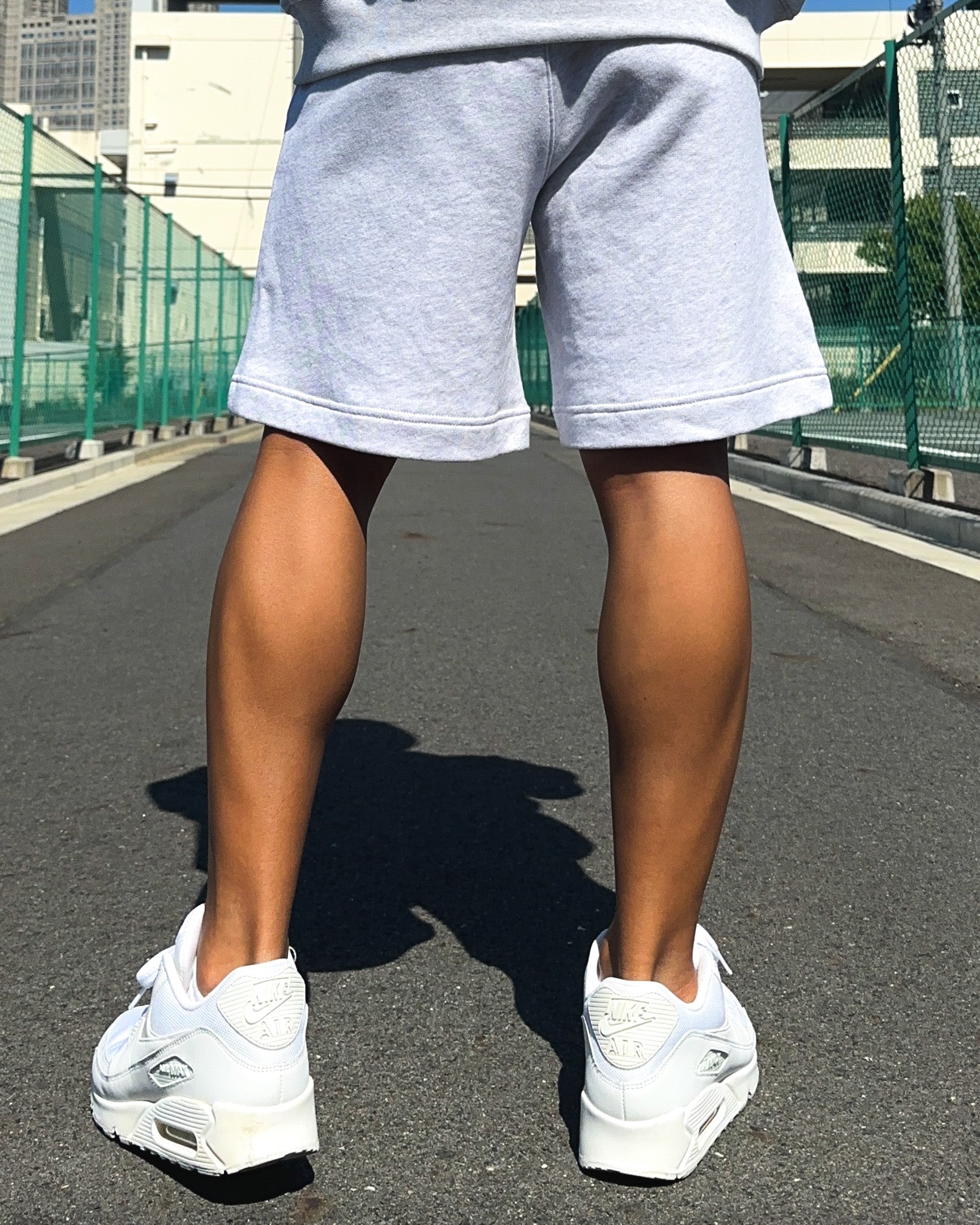 Basic One Point Relax Sweat Tee & Shorts Setup - Gray