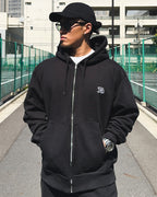 Arabic One Point HW Sweat Zip Hoodie & Pants Setup - Black