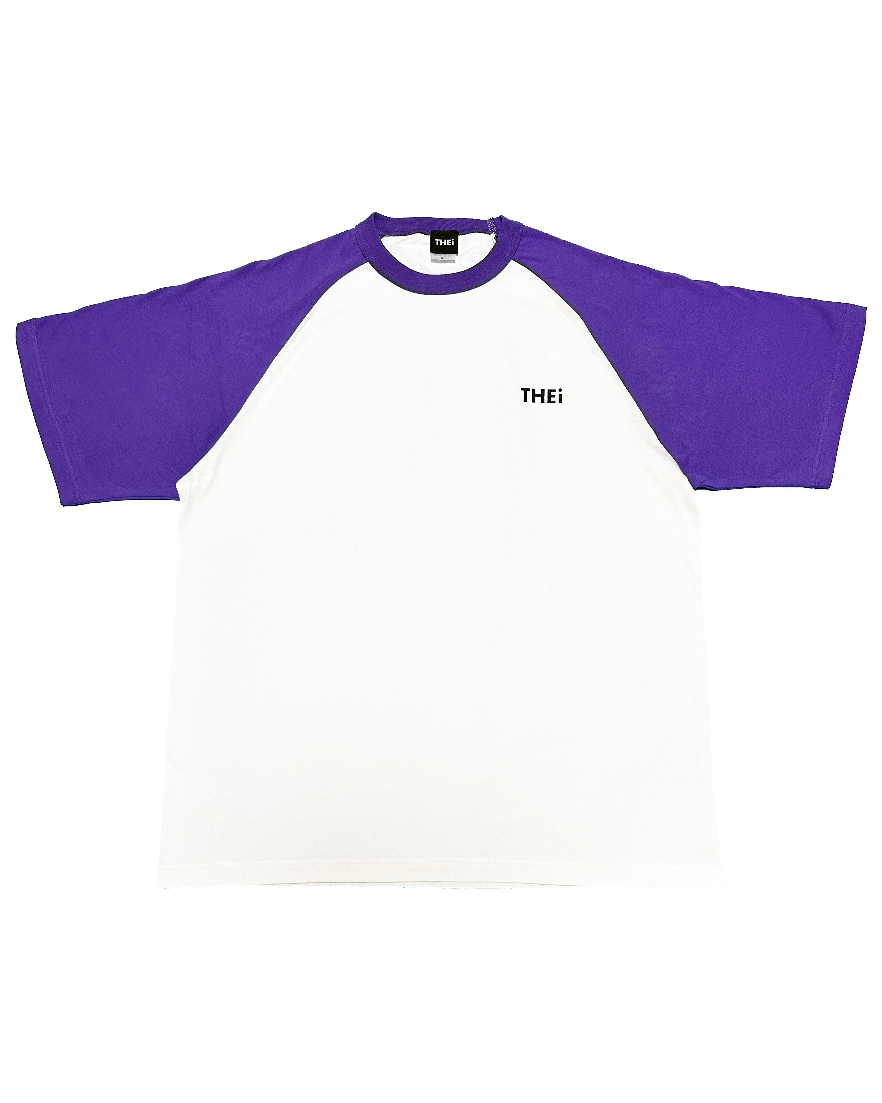 Basic One Point Raglan Tee - White / Purple