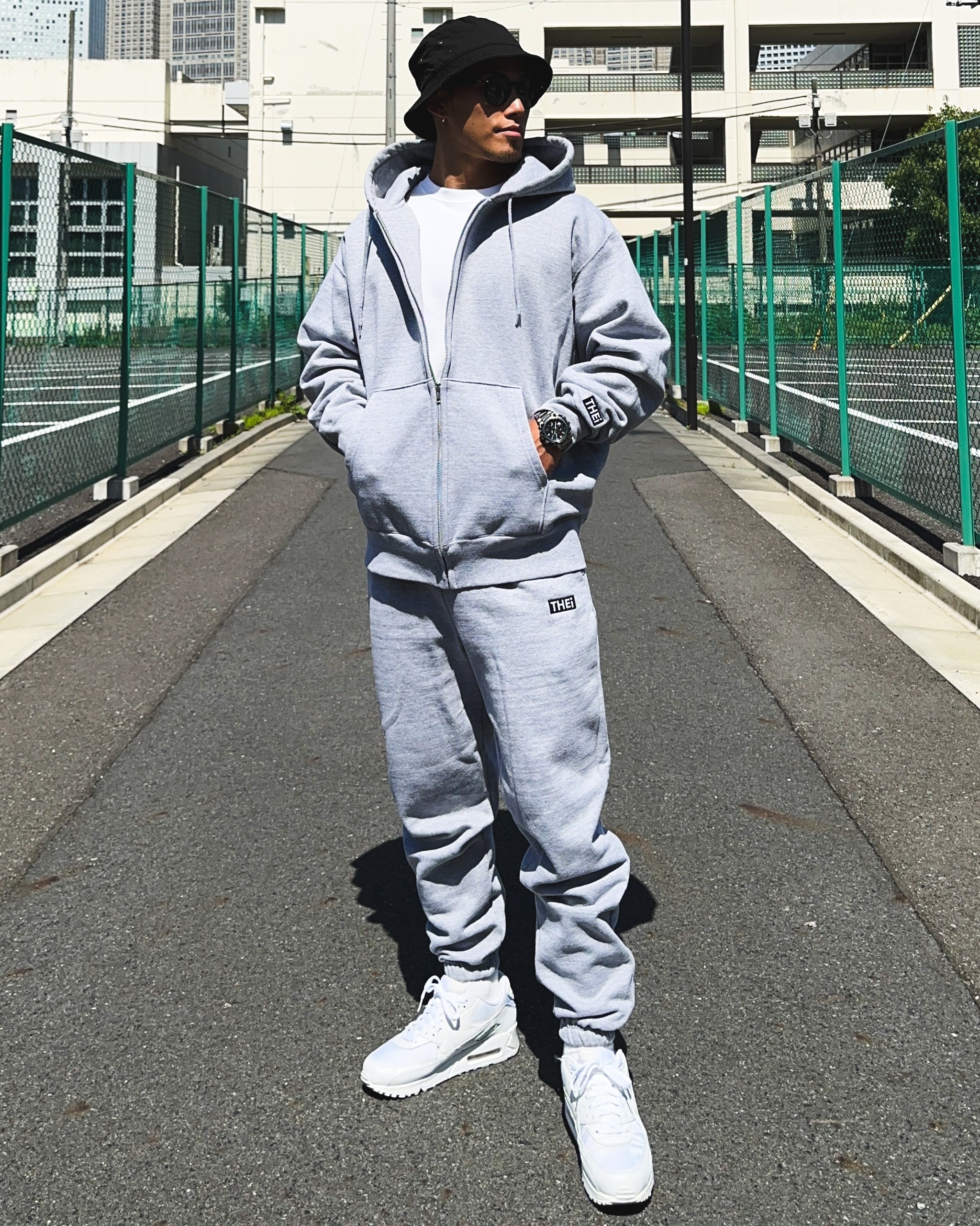 Box One Point HW Sweat Zip Hoodie & Pants Setup - Gray