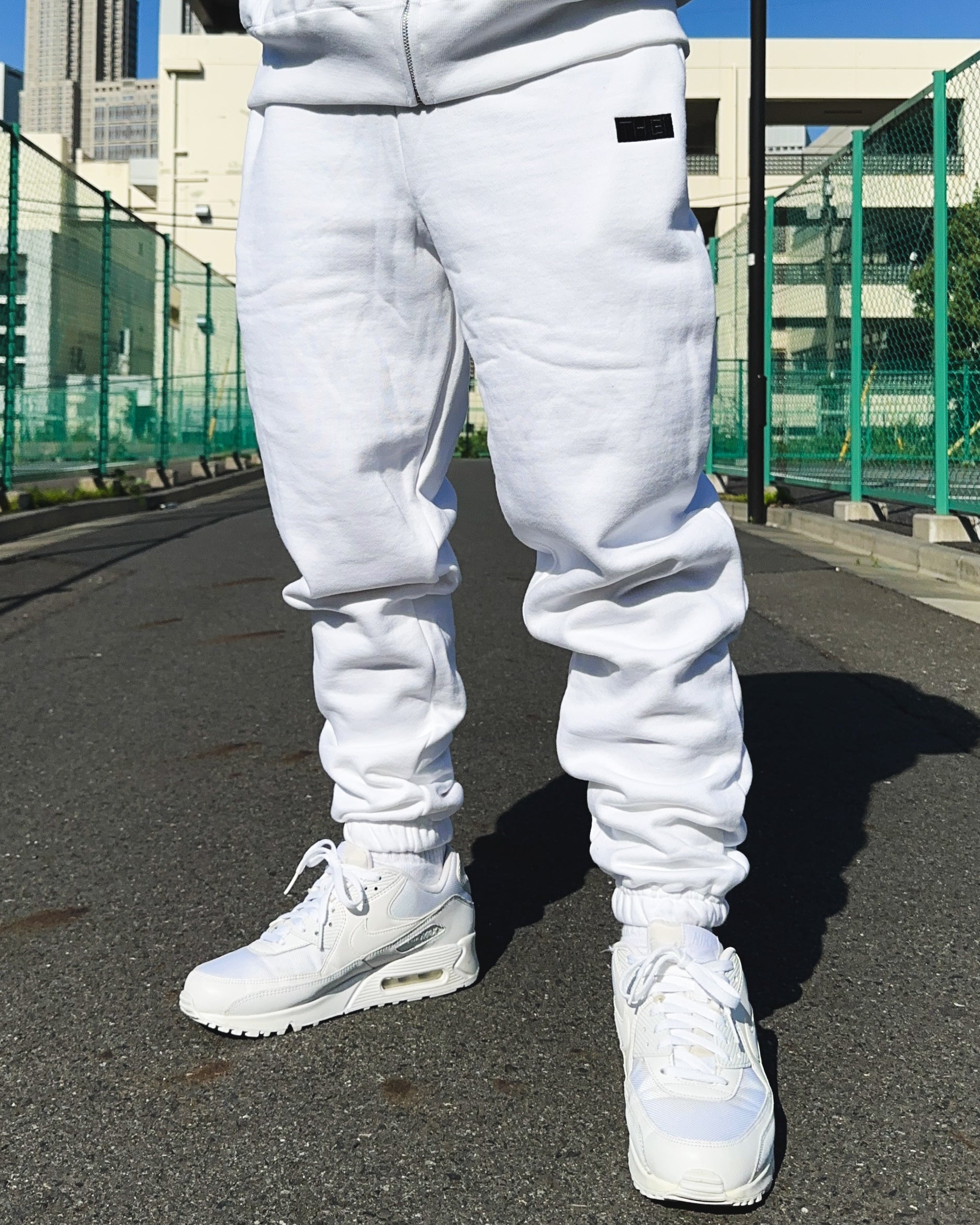 Box-Type2 One Point HW Sweat Pants - White