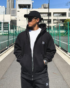 Arabic One Point HW Sweat Zip Hoodie & Pants Setup - Black