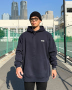 Basic One Point Sweat Hoodie - Navy