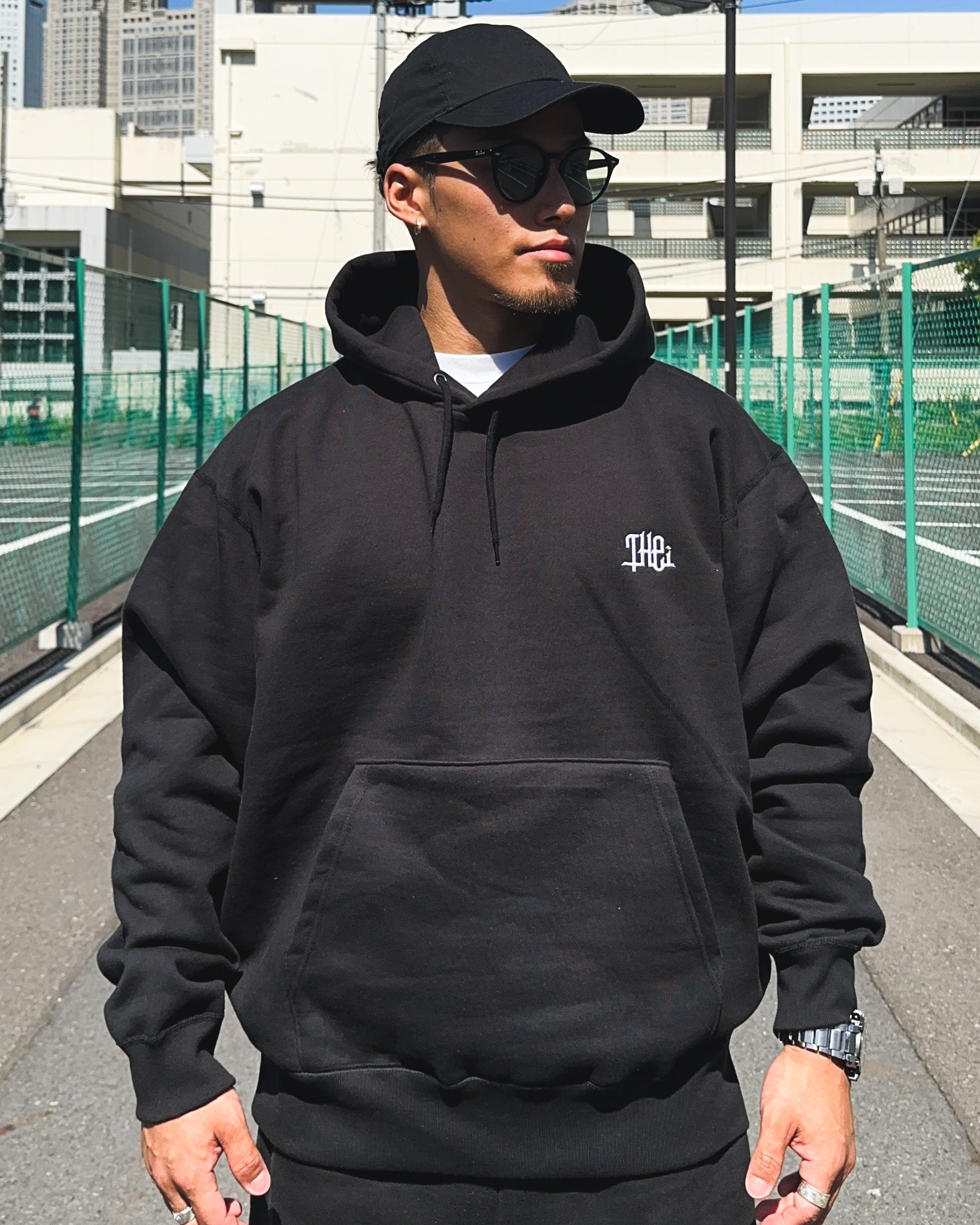 Arabic One Point HW Sweat Hoodie & Pants Setup - Black