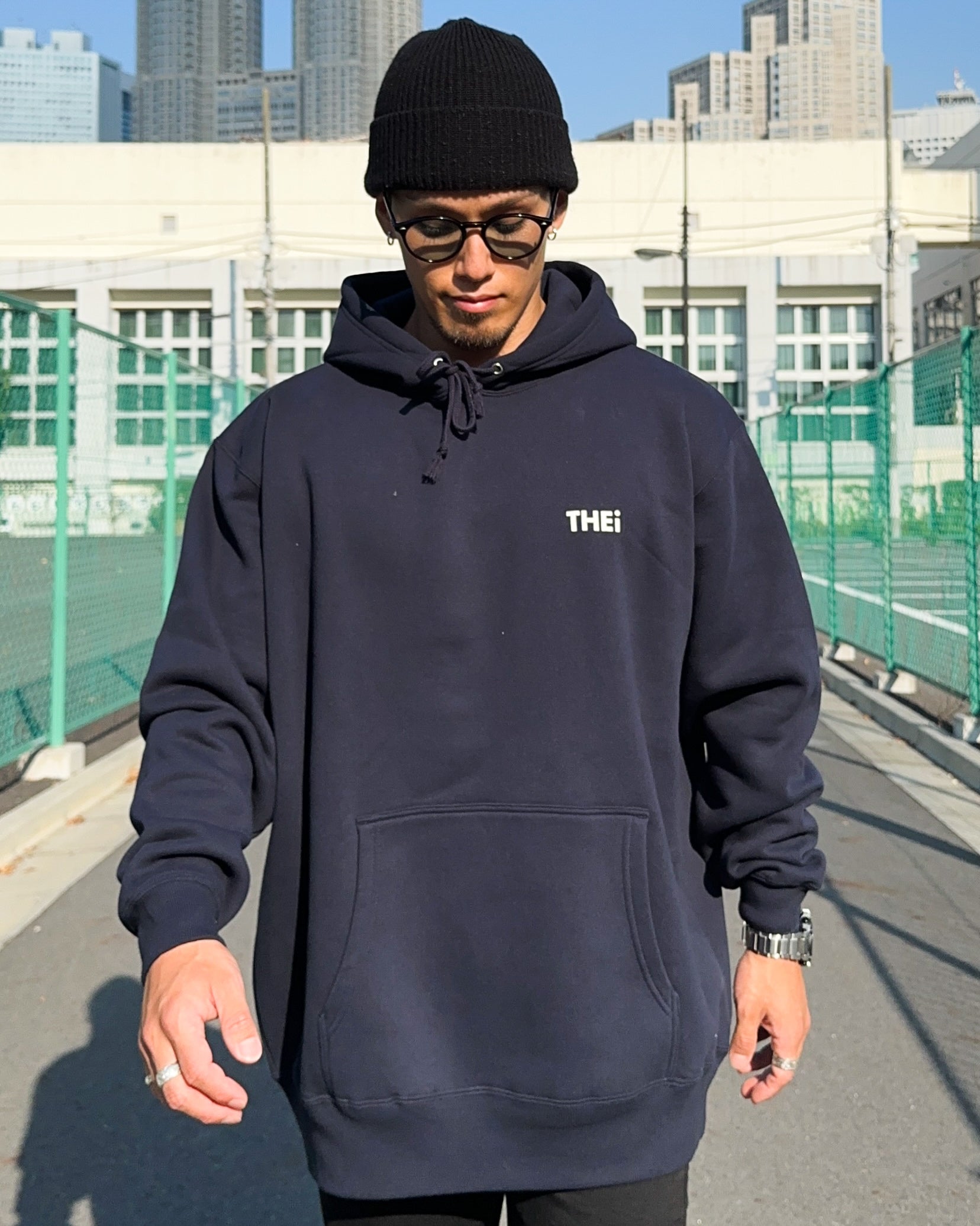 Basic One Point Sweat Hoodie - Navy