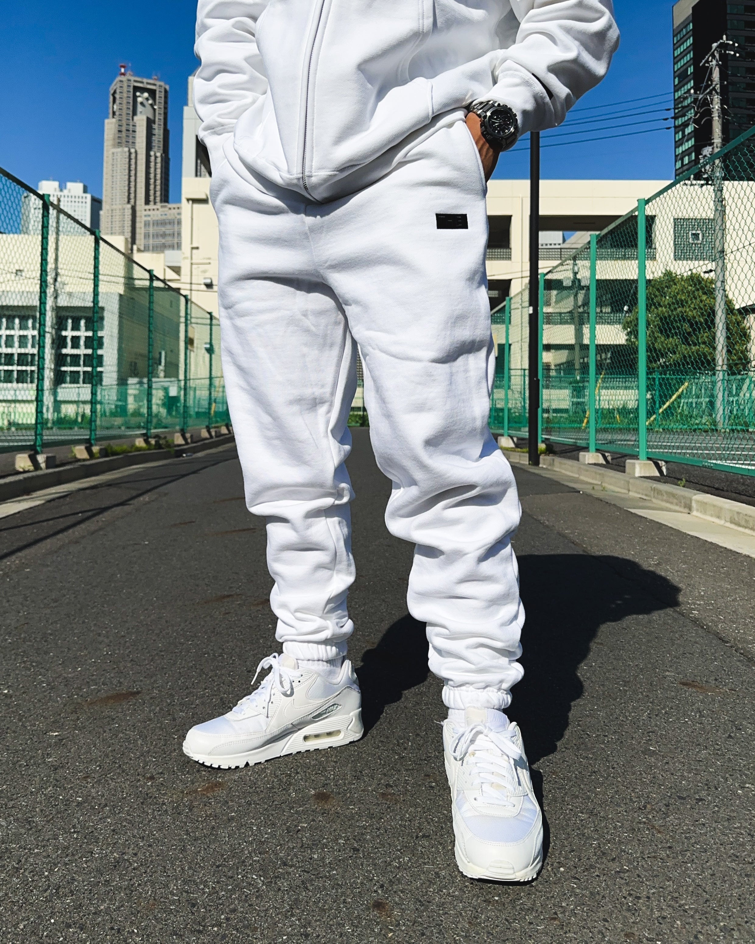 Box-Type2 One Point HW Sweat Pants - White